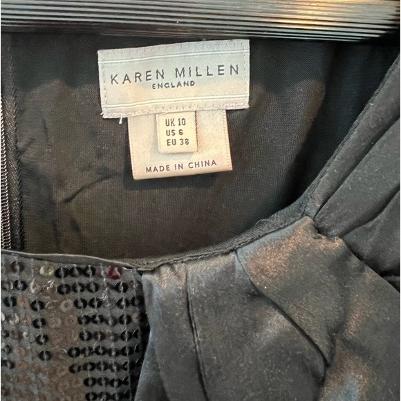 Karen Millen Sequin Black Satin Dress - Picture 6 of 15